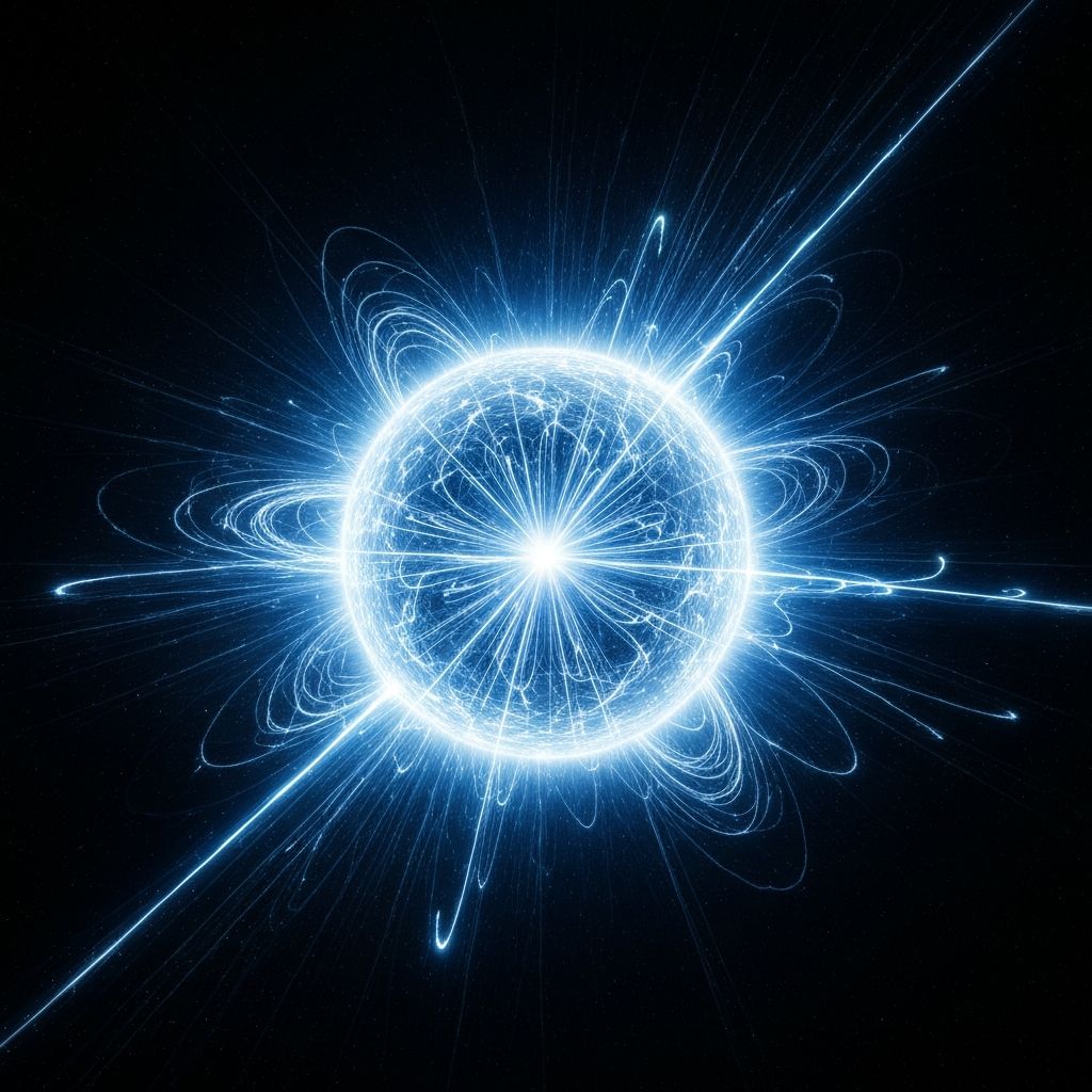 Artistic rendering of a neutron star with magnetic field lines